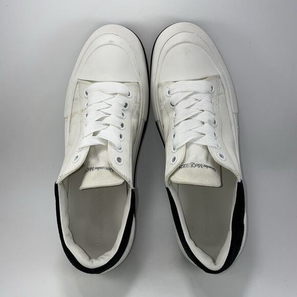 Alexander McQueen Deck Plimsoll Low Sneakers Mens EU 44 US 11 Canvas White Black